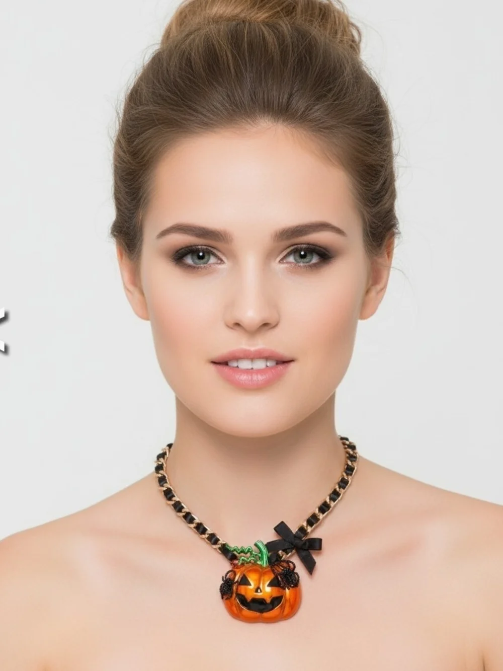 🎃▪️Betsey Johnson ▪️Orange and Black  Spooky Pumpkin Pendant Necklace